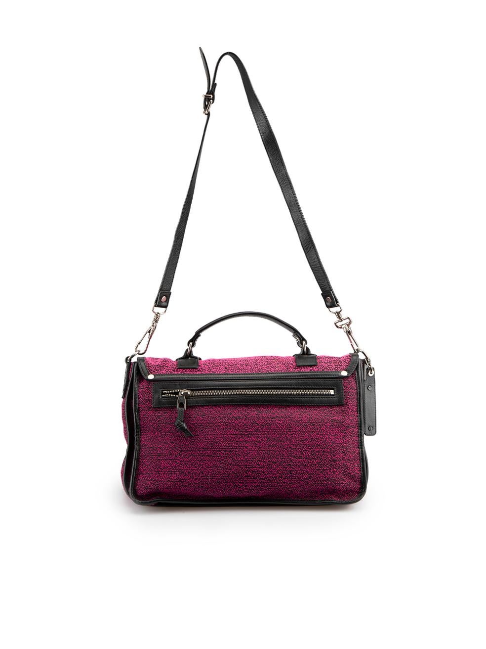 Proenza Schouler Women's Pink Tweed & Calfskin Leather Satchel Bag In Good Condition For Sale In London, GB