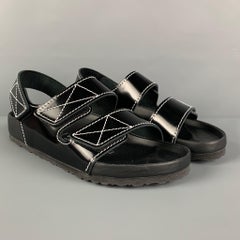 PROENZA SCHOULER x BIRKENSTOCK Size 9 Black White Leather Belted Sandals
