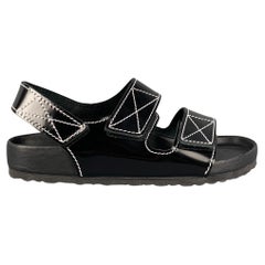 PROENZA SCHOULER x BIRKENSTOCK Size 9 Black White Leather Belted Sandals