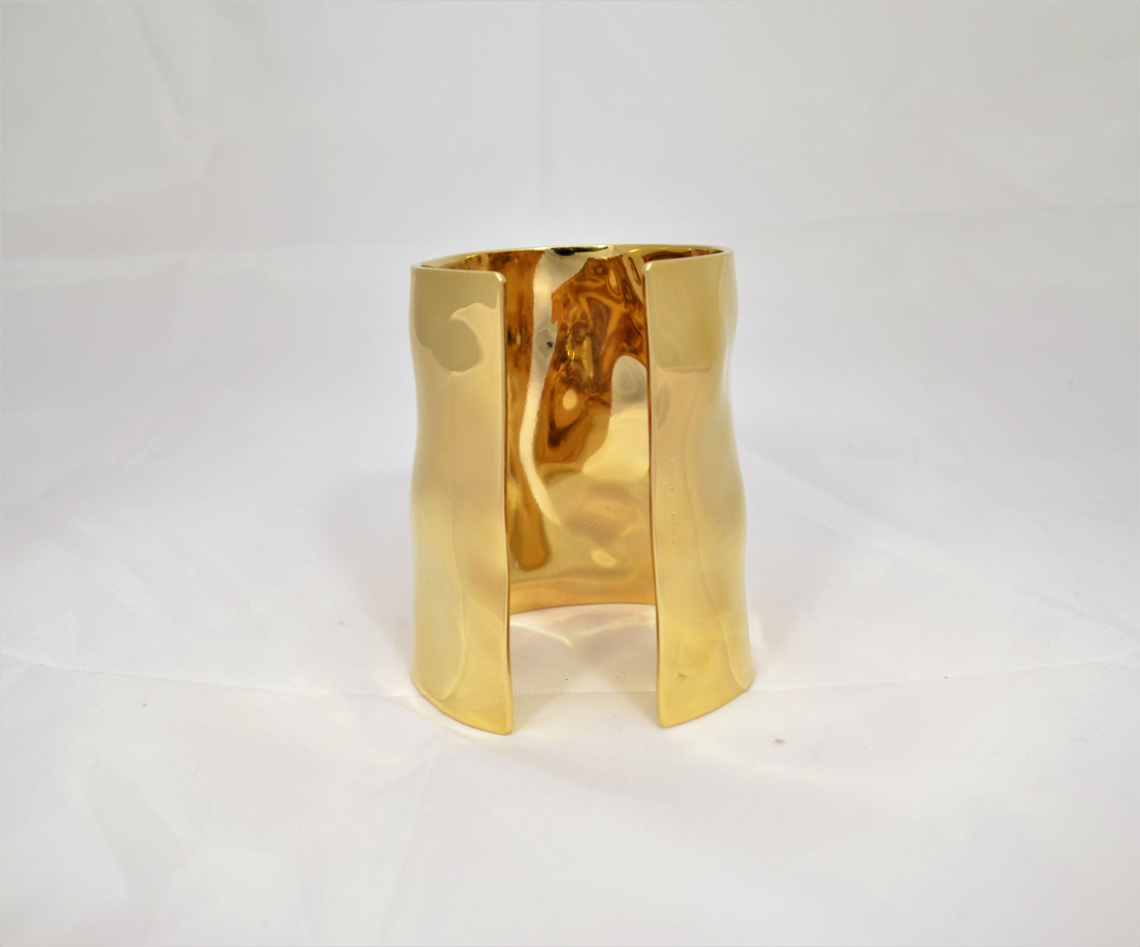 Contemporary Proenza Schouler XL Gold Hammered Cuff Bracelet