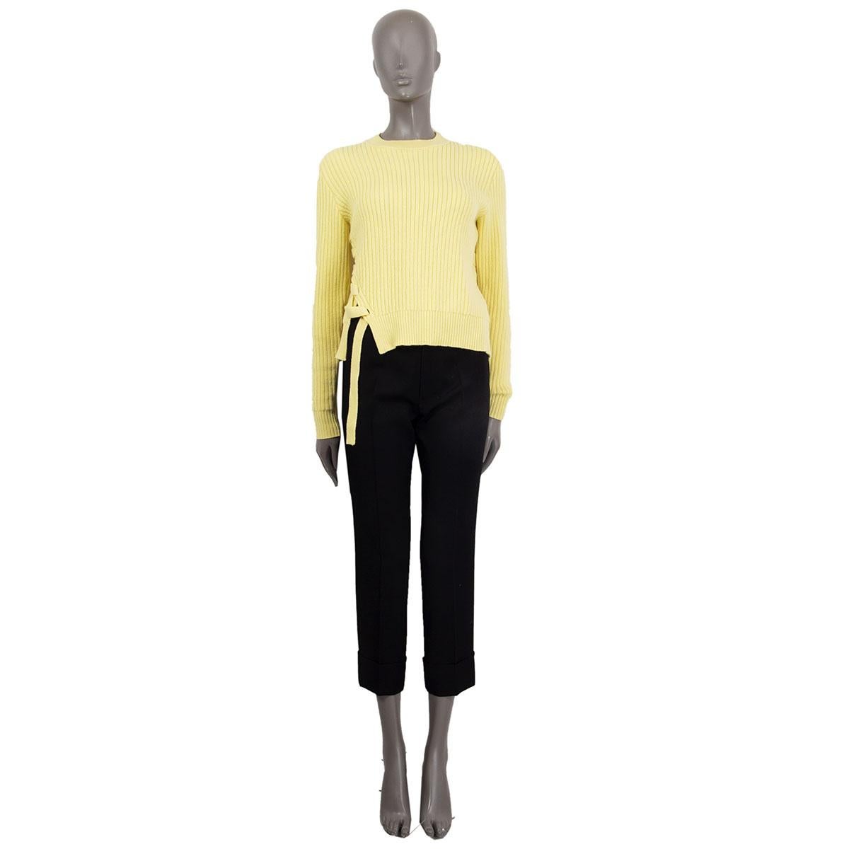100% authentic Proenza Schouler rib crew-neck sweater in yellow wool (76%), cashmere (20%) and elastane (4%). Has lacing detail on the side. Has been worn and is in excellent condition. 

Measurements
Tag Size	S
Size	S
Shoulder Width	42cm