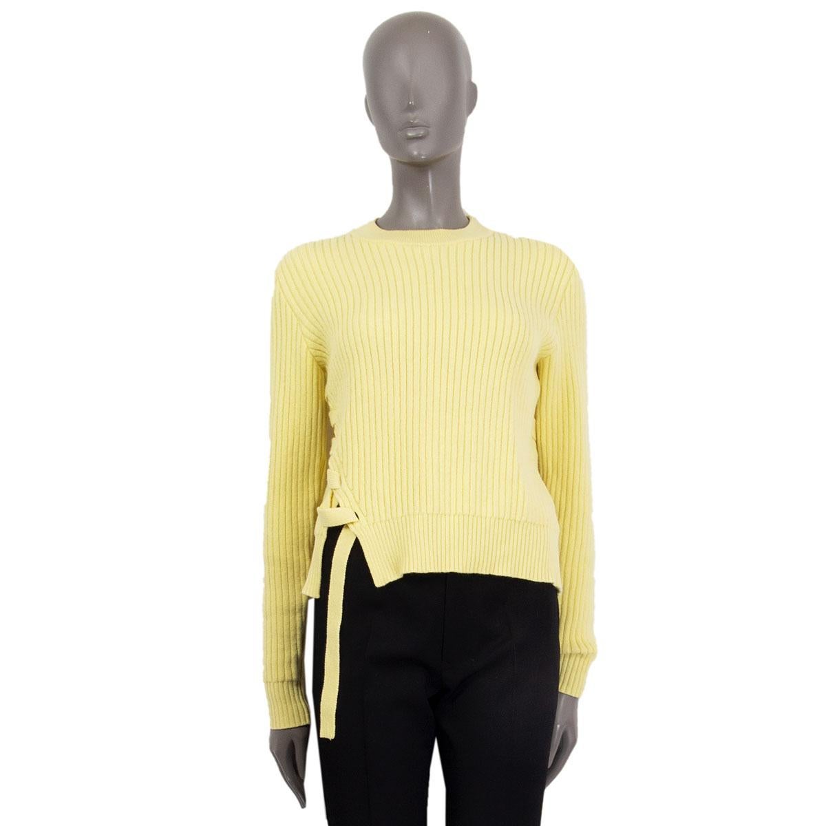 Beige PROENZA SCHOULER yellow wool & cashmere LACE-UP CROPPED Sweater S For Sale