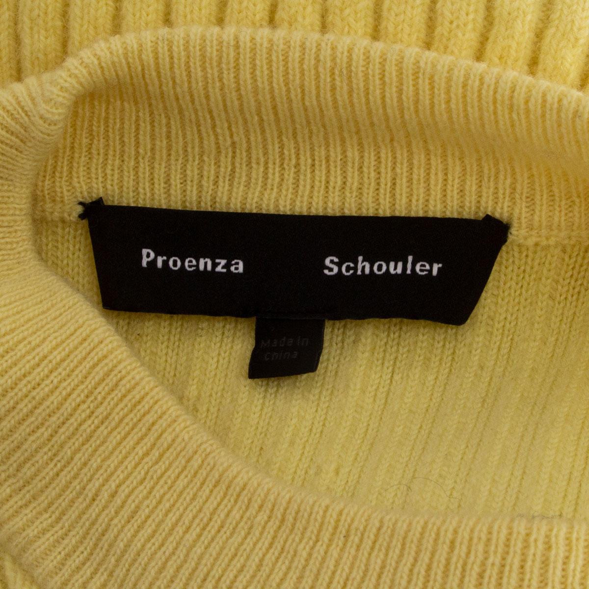 PROENZA SCHOULER Pull à col bénitier en laine et cachemire jaune, Taille S en vente 2