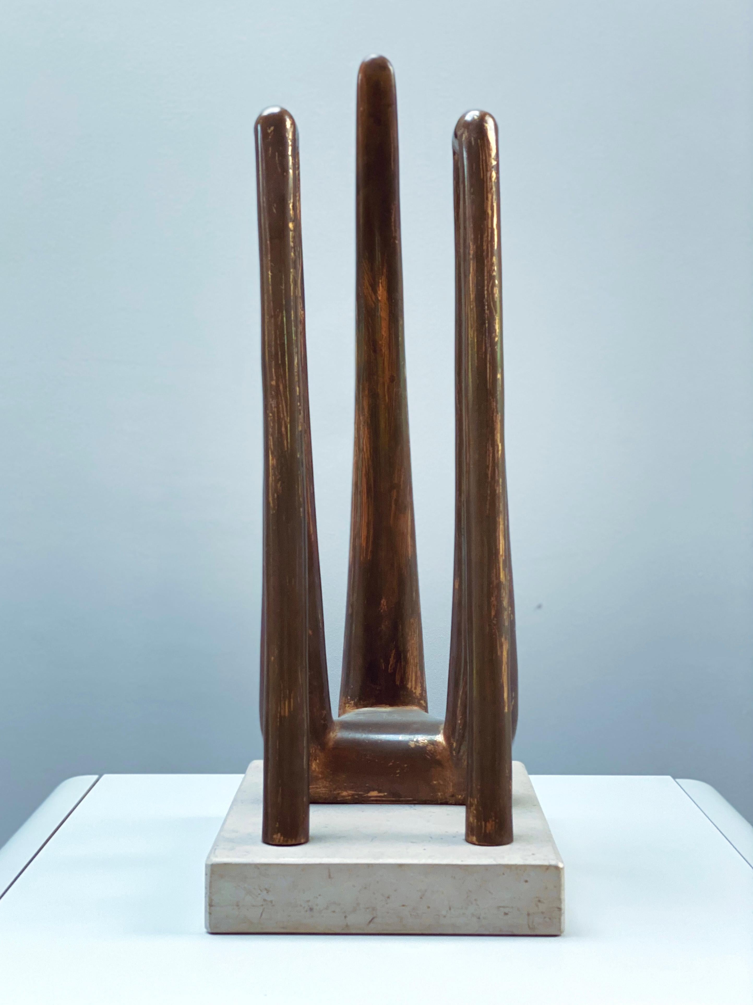 20ième siècle ANSELMO OBLETTER SCULPTURE EN BRONZE FEMME NUE STYLISÉE en vente