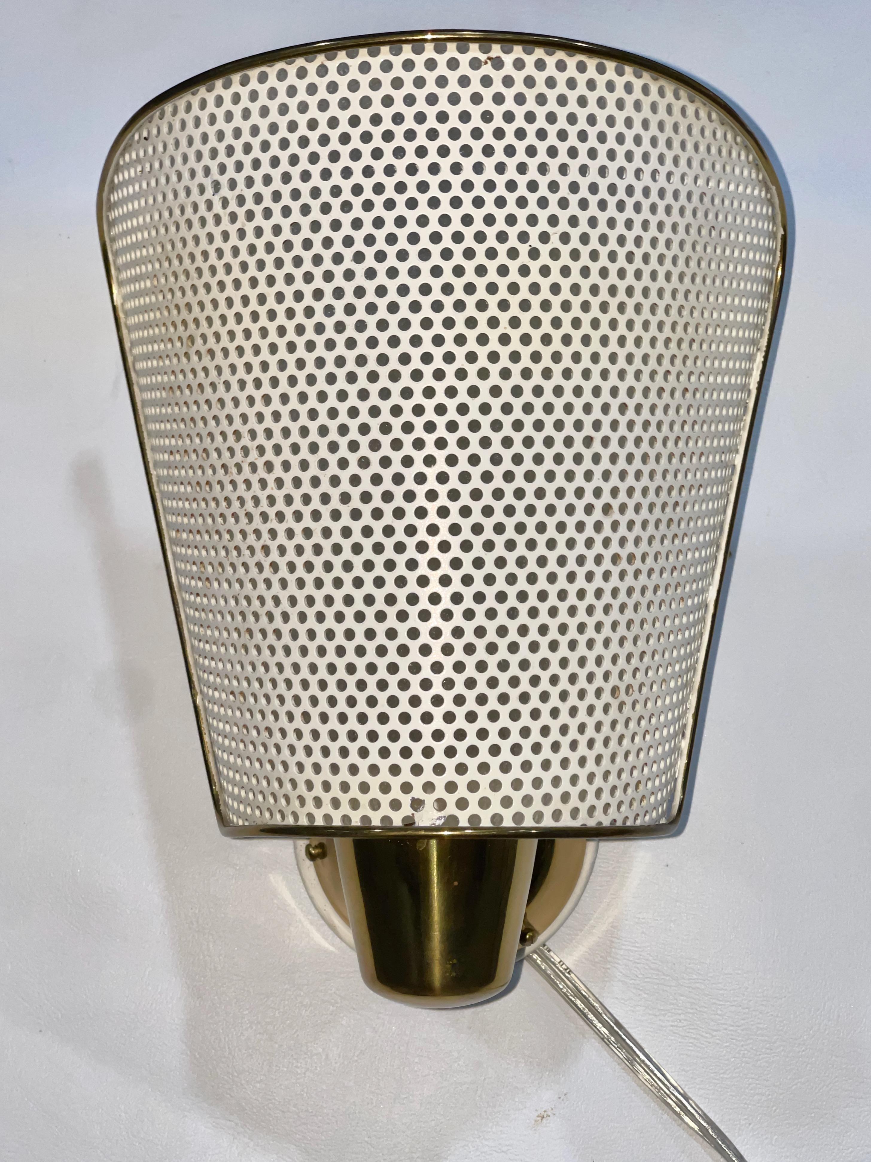 Prof. Carl Moor for BAG Turgi Brass & Perforated Metal Wall Lamp For Sale 10
