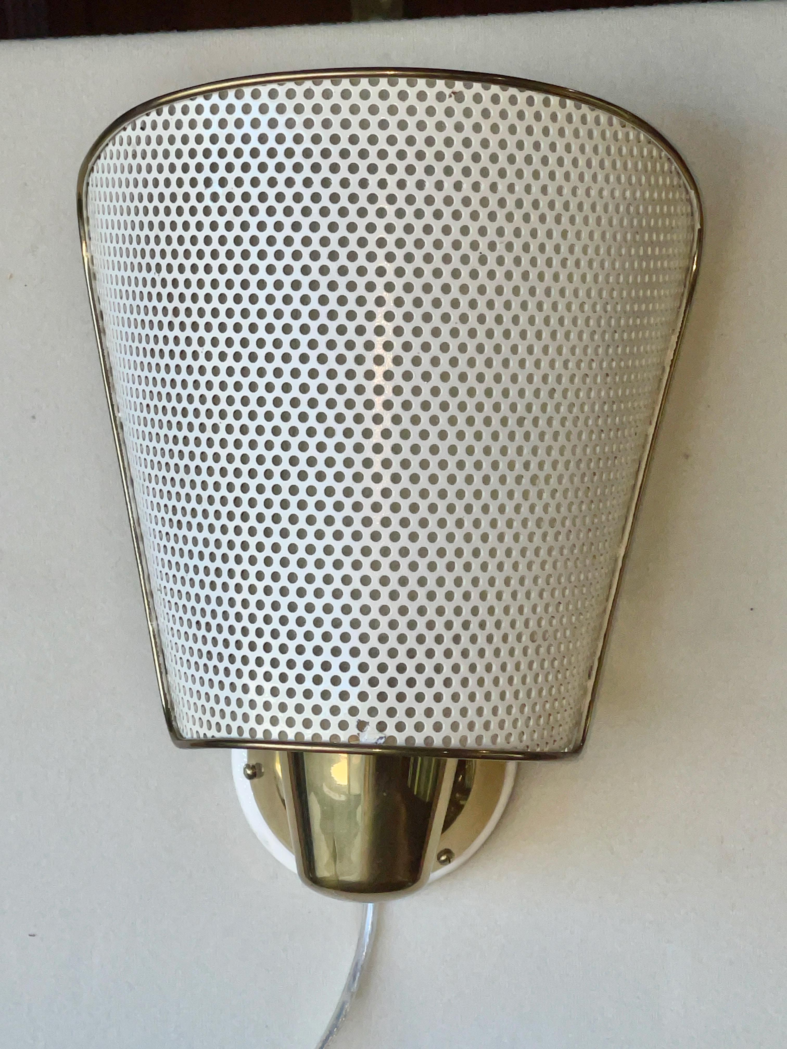Prof. Carl Moor for BAG Turgi Brass & Perforated Metal Wall Lamp For Sale 11