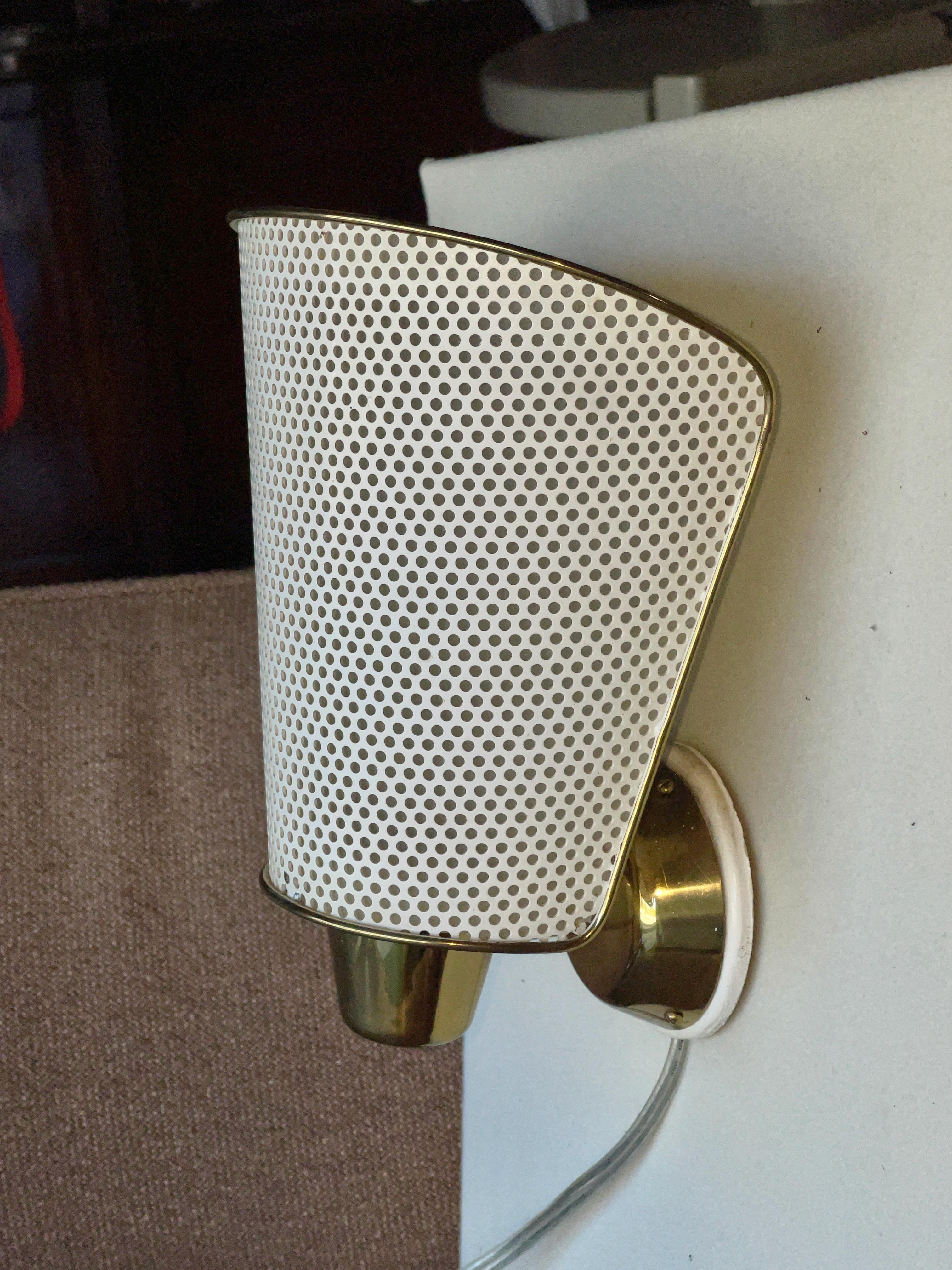 Prof. Carl Moor for BAG Turgi Brass & Perforated Metal Wall Lamp For Sale 12