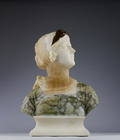 Prof. Giuseppe Bessi, Bust of Crowned Woman, Italy 19th Century