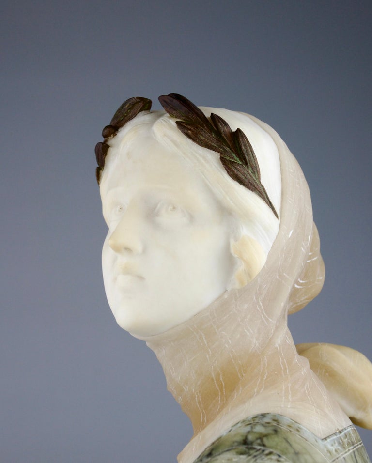 Prof. Giuseppe Bessi, Bust of Crowned Woman, Italy 19th Century