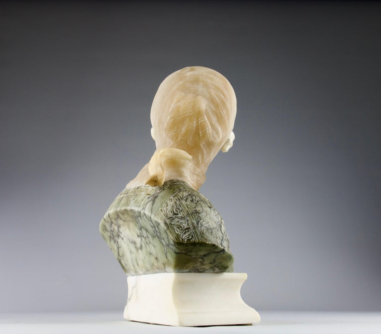 Prof. Giuseppe Bessi, Bust of Crowned Woman, Italy 19th Century
