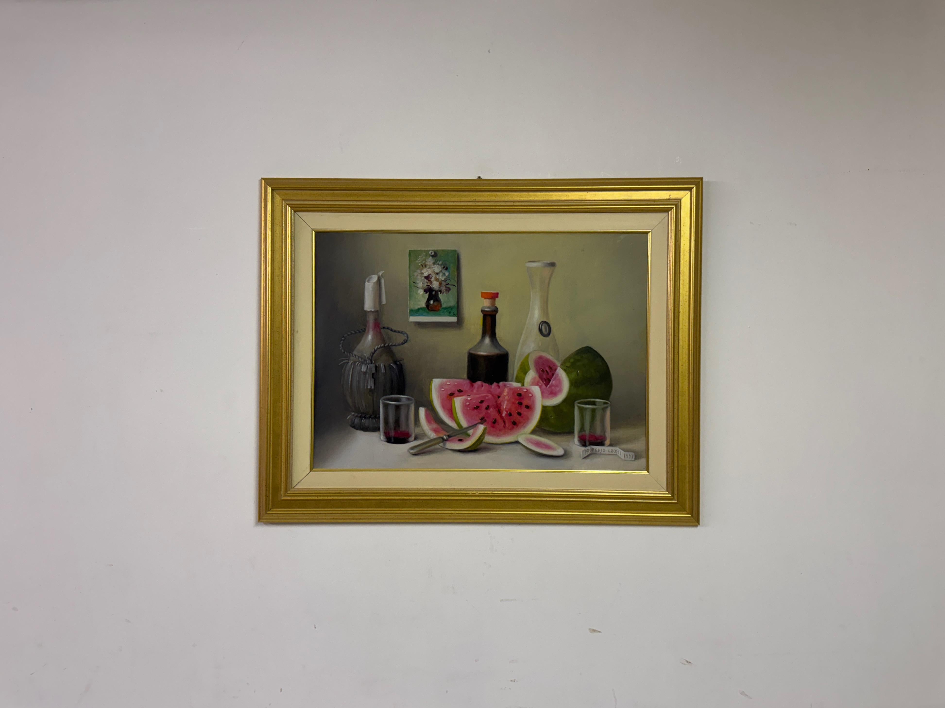Proferio Grossi, Stillebengemälde mit Wassermelonen, 1997 im Angebot 4