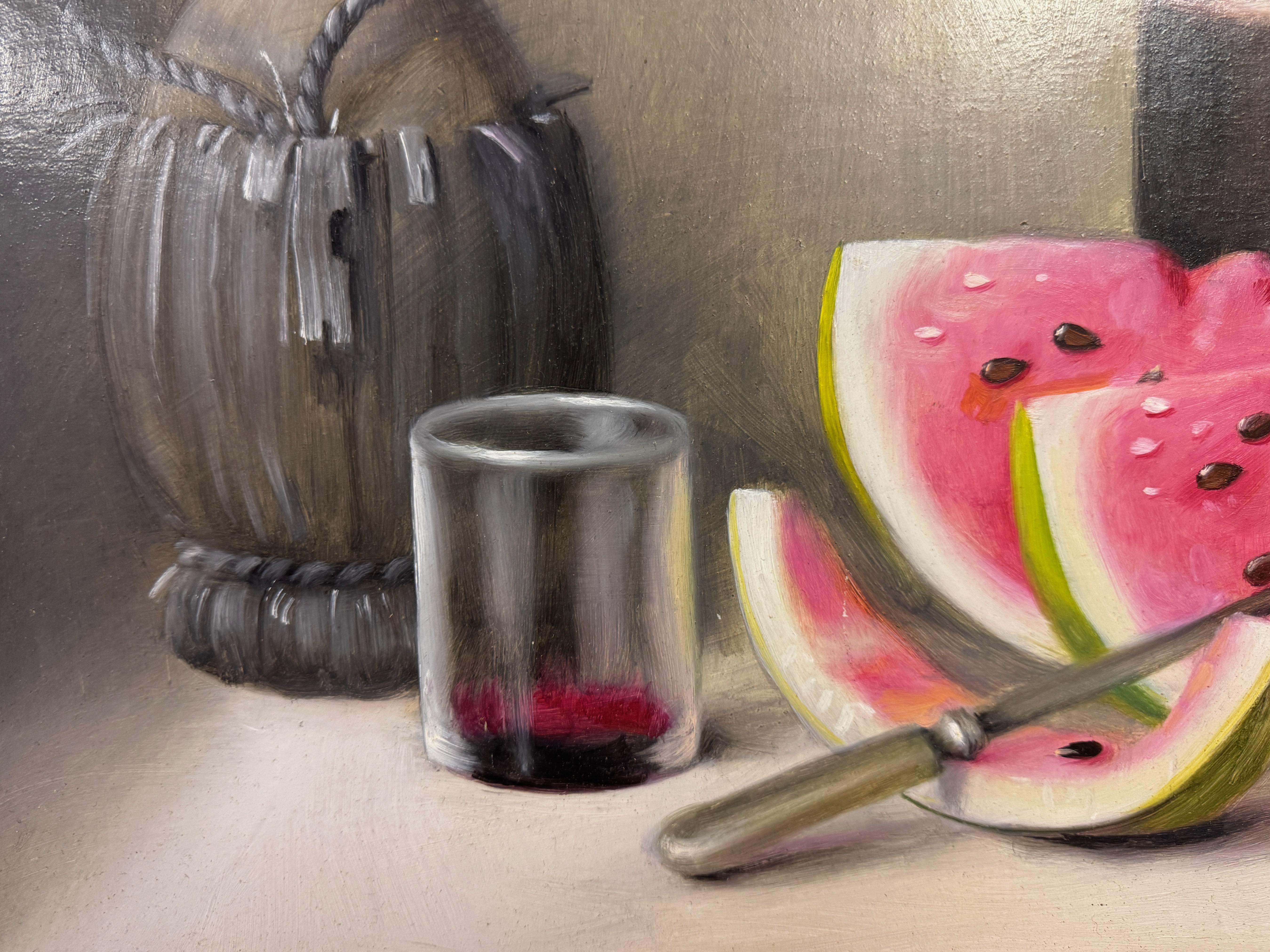 Proferio Grossi, Stillebengemälde mit Wassermelonen, 1997 (20. Jahrhundert) im Angebot