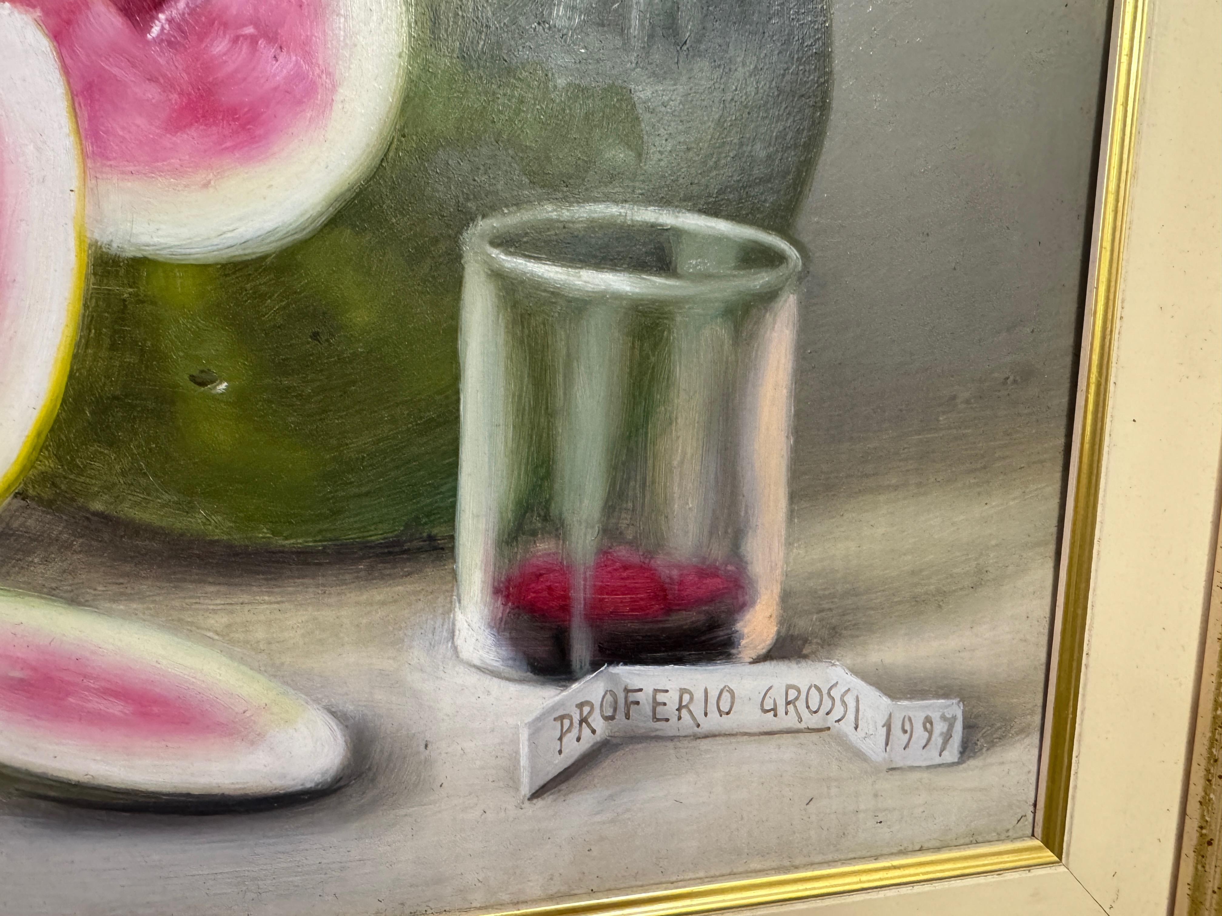 Proferio Grossi, Stillebengemälde mit Wassermelonen, 1997 im Angebot 1
