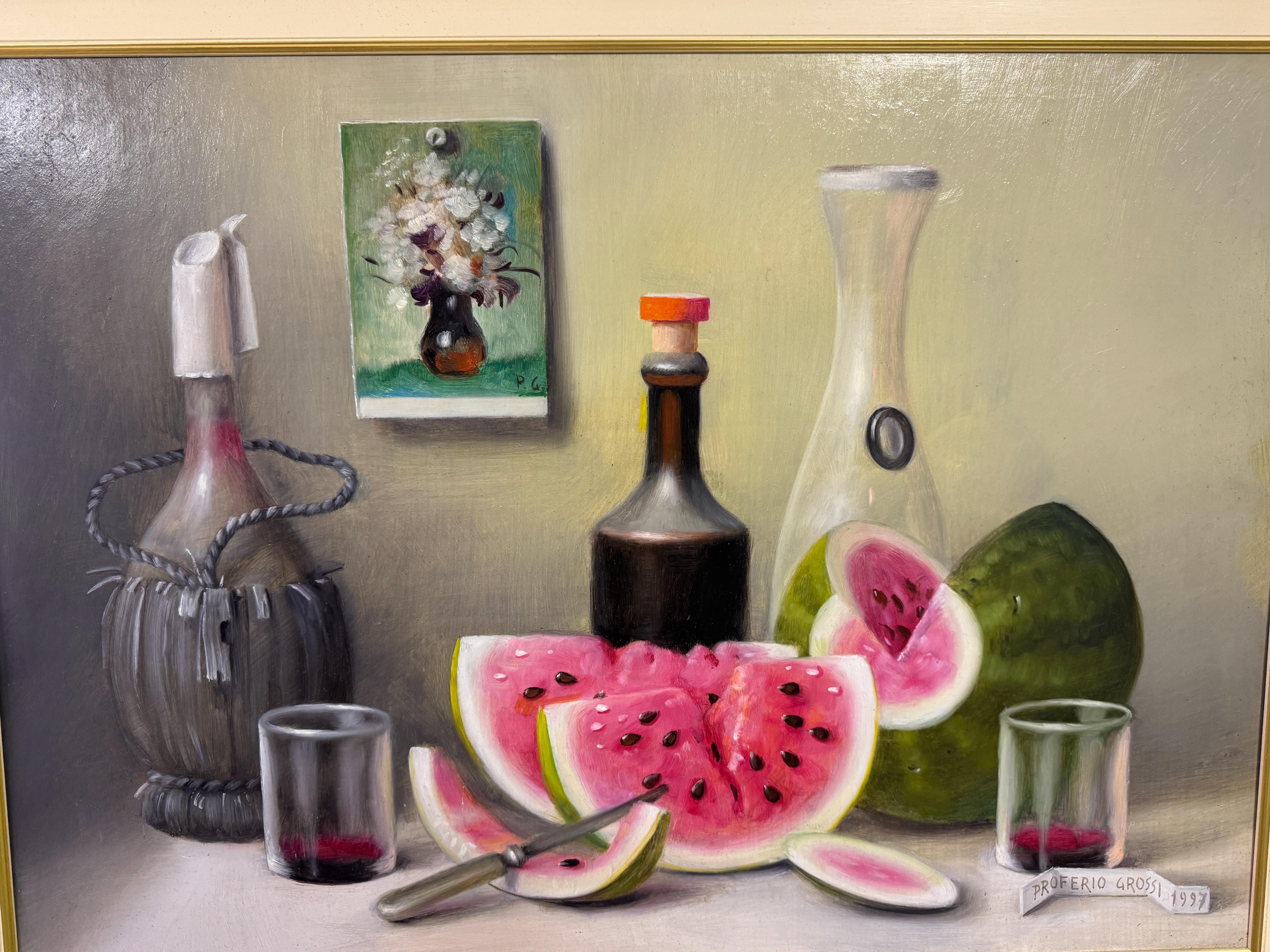 Proferio Grossi, Stillebengemälde mit Wassermelonen, 1997 im Angebot 3