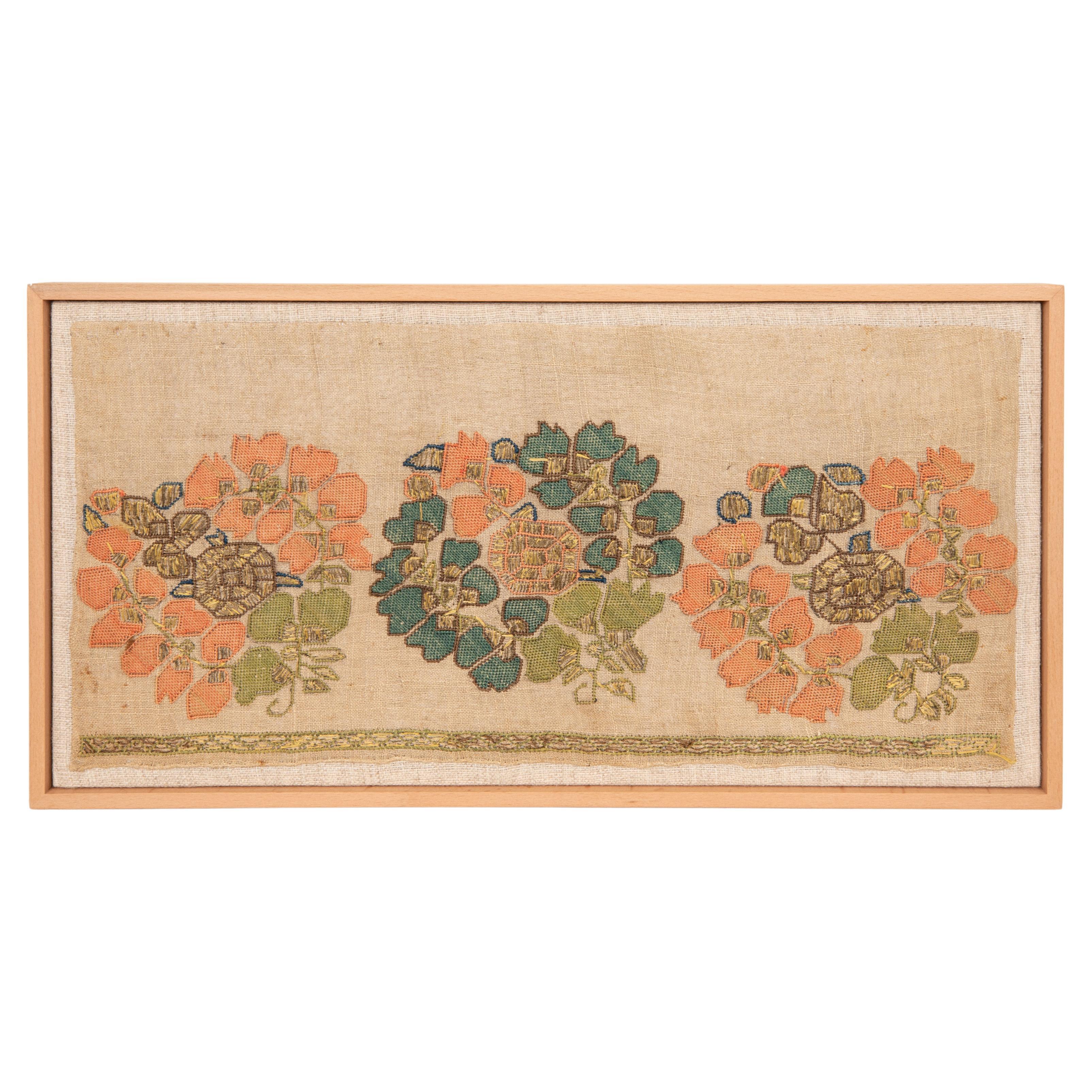 Profesionally Framed Antique Ottoman Hand Towel Fragment, 19th C. Turkey