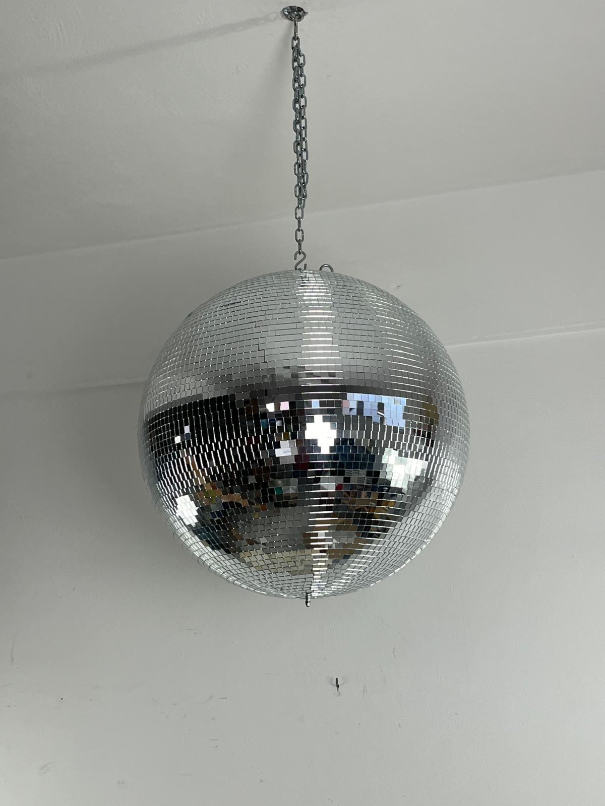 Italian Professional Large Sphere Disco Ball Mirror Mosaic with Rotor 80s 50 cm Diameter For Sale