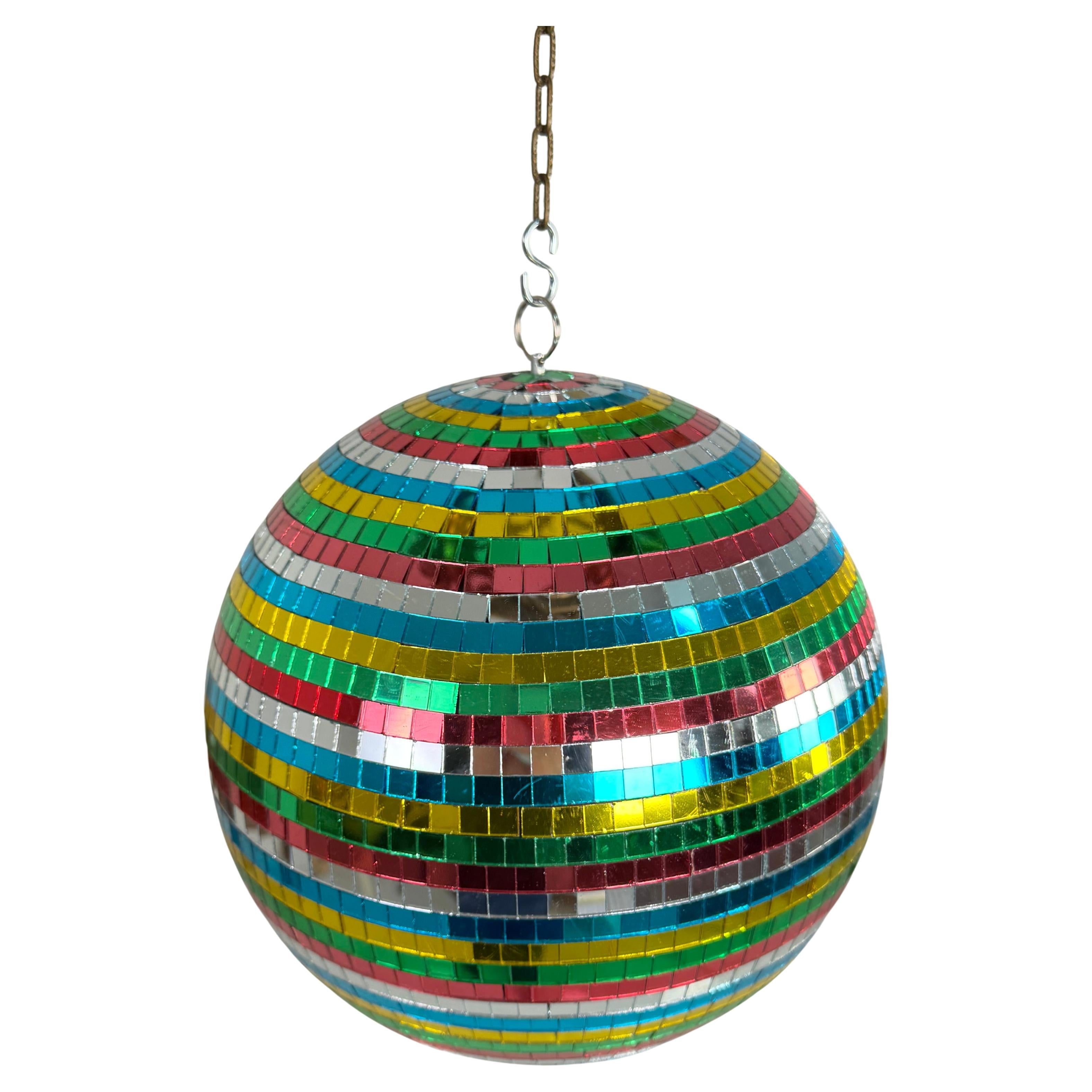 Professional Multicolor Disco Ball Mosaic Mirror With Rotor, 1990s For Sale