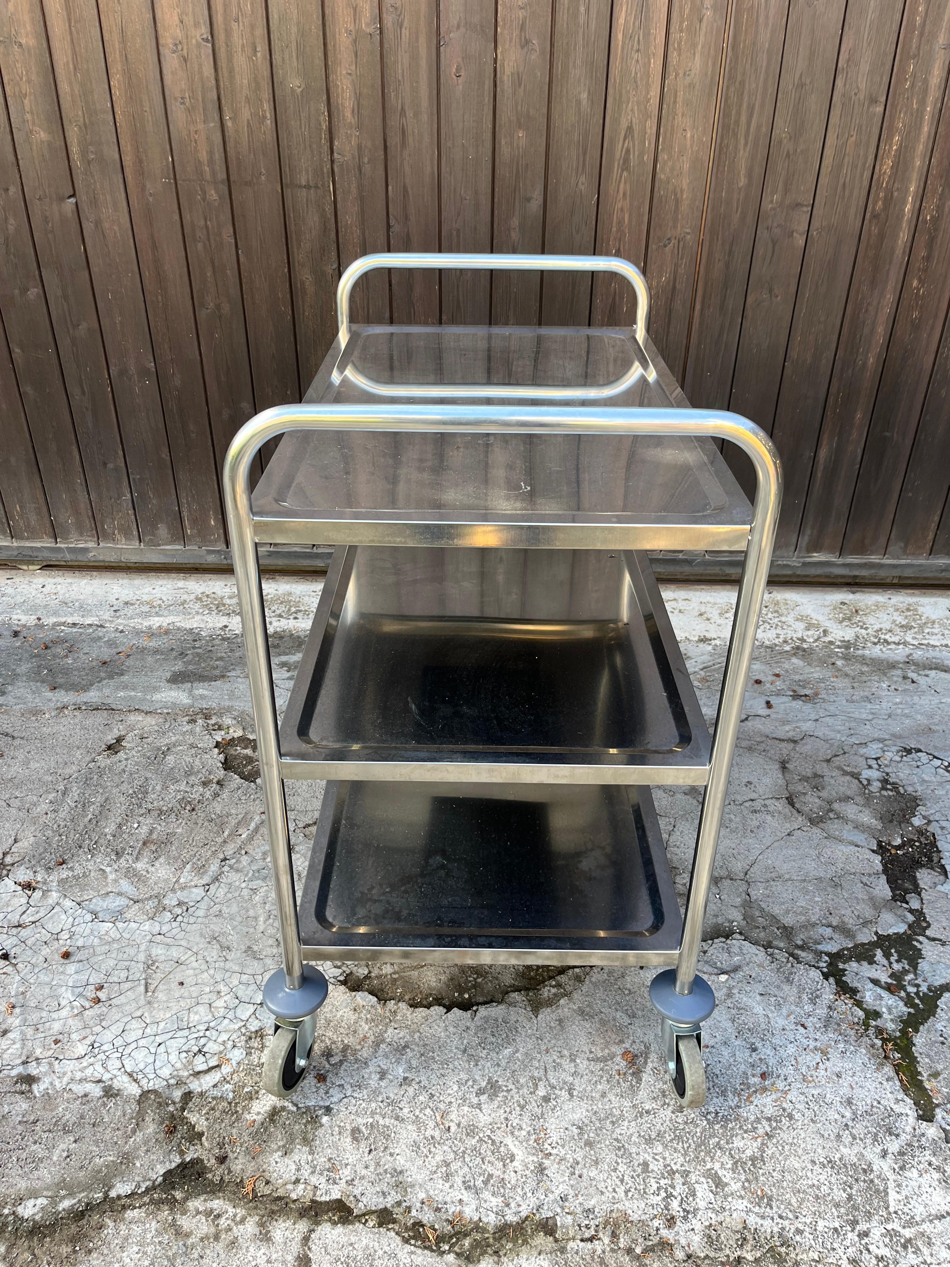 Professional Steel Bar Trolley With 4 Swivel Wheels, 1980s 2