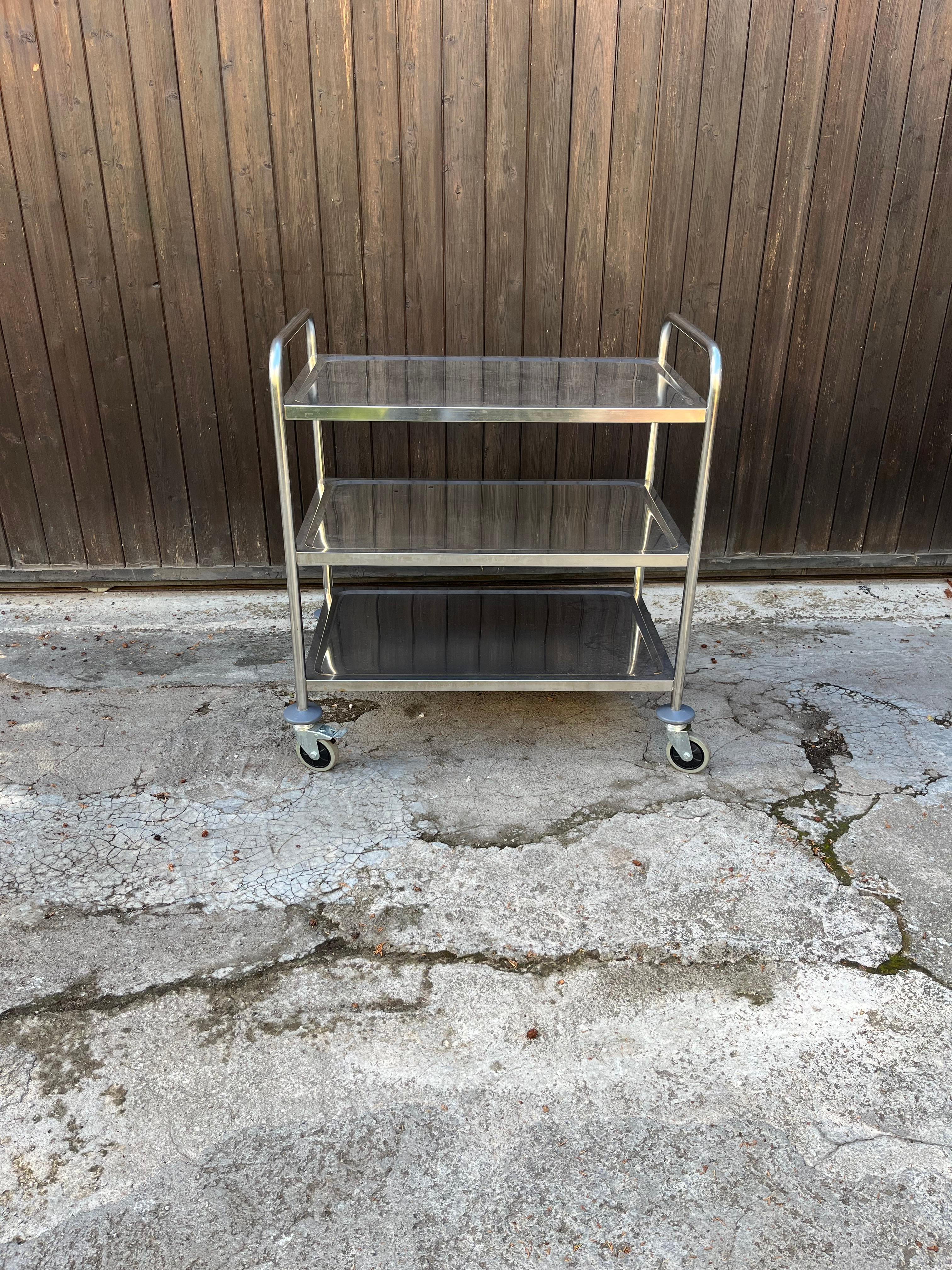 Professional Steel Bar Trolley With 4 Swivel Wheels, 1980s 4