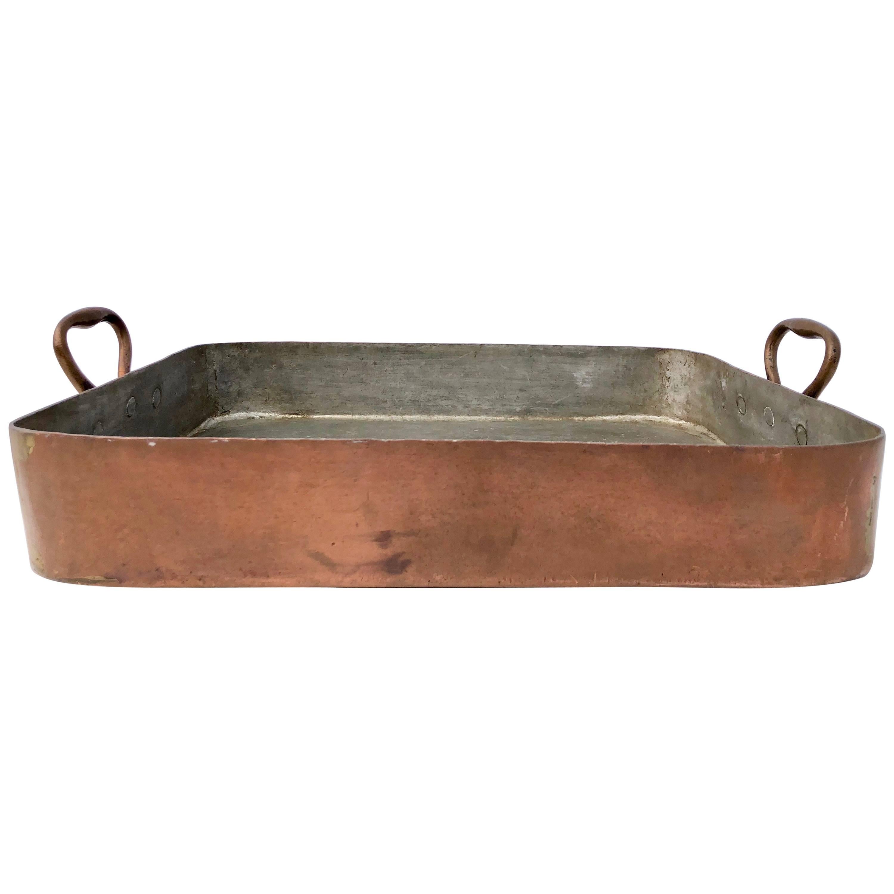 Professional Tined Copper Rectangular Roasting Pan "Braisière"