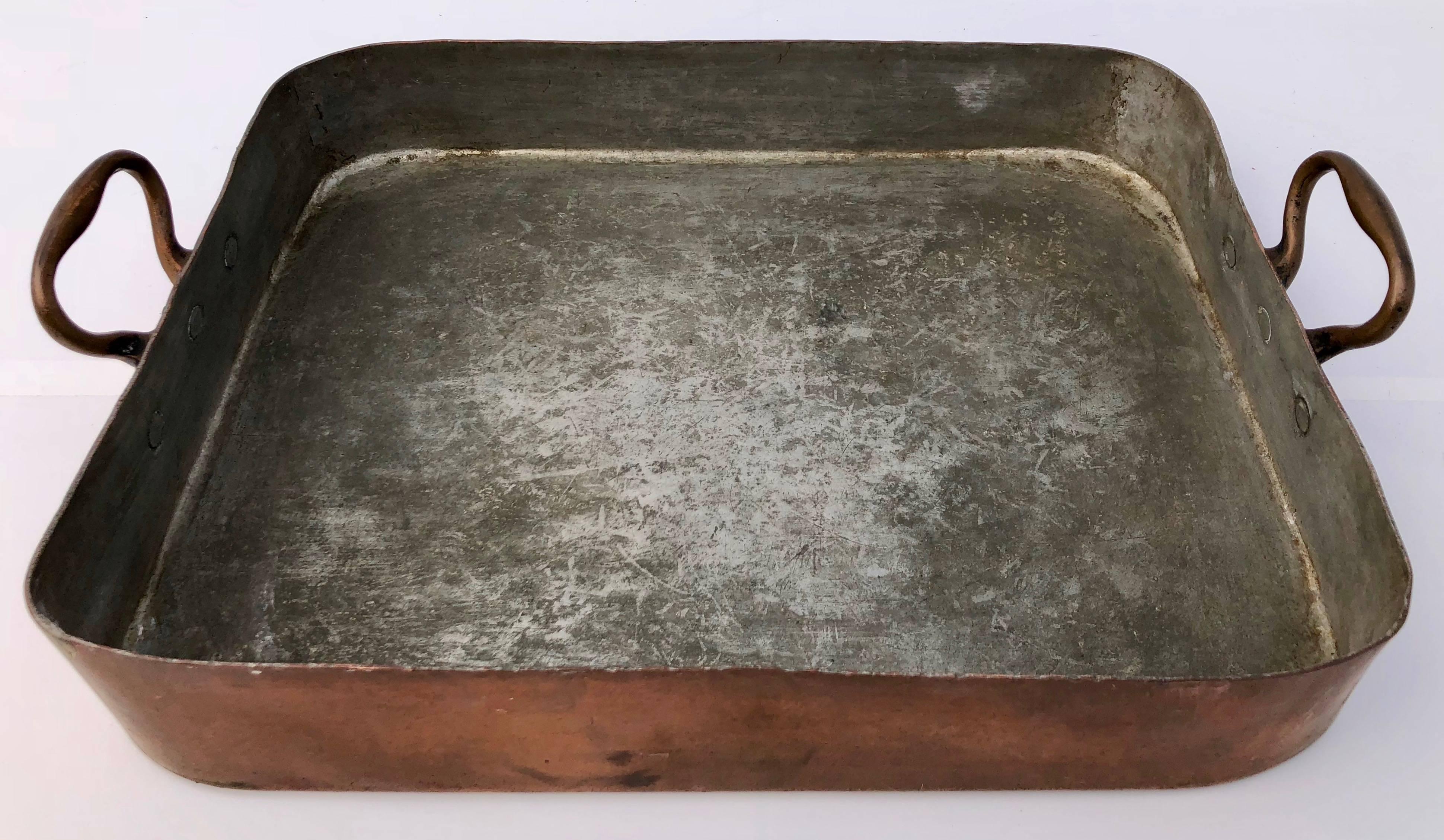 Romanian Professional Tined Copper Rectangular Roasting Pan 