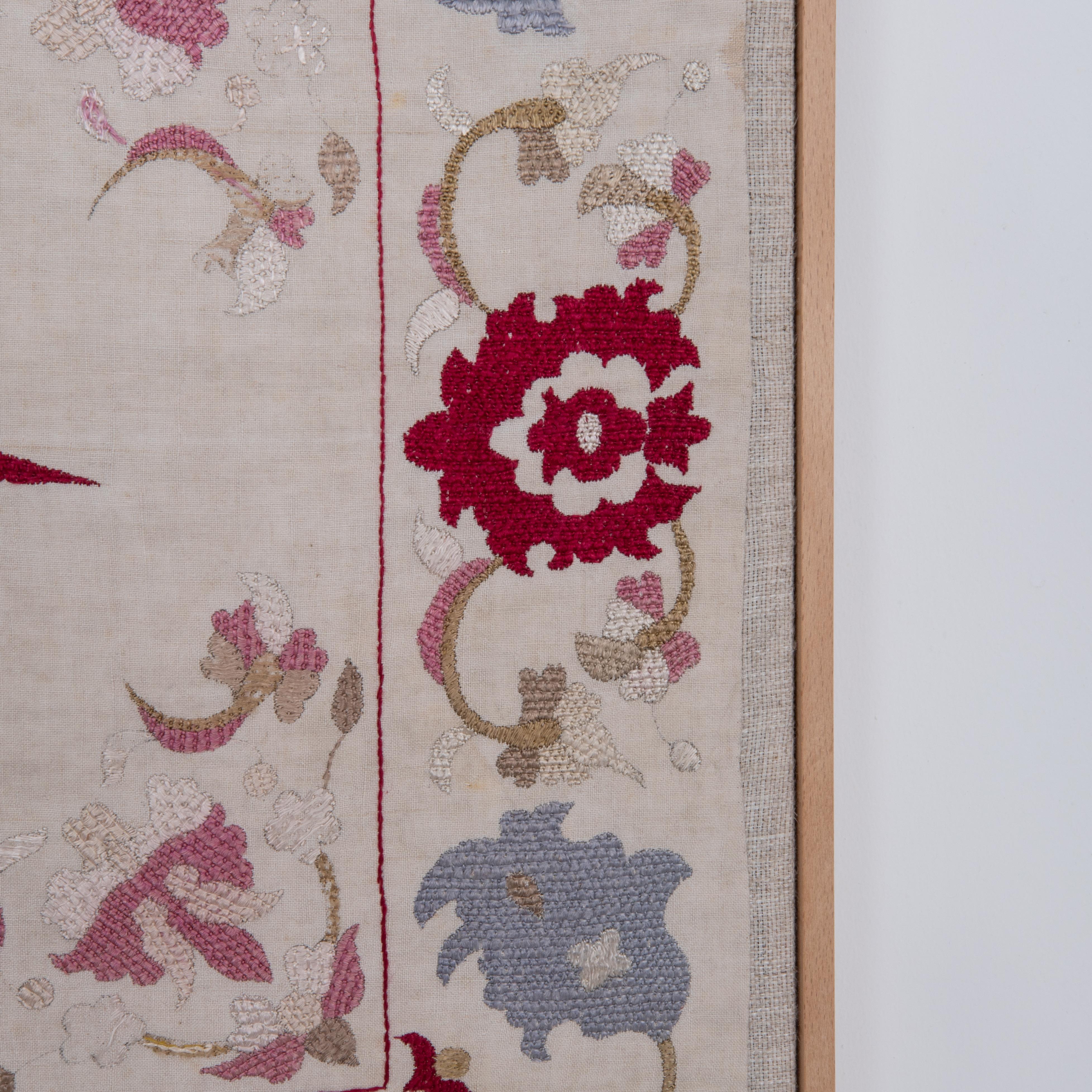 Professionally Framed Antique Algerian Embroidery, Algeria, late 19th C. In Fair Condition For Sale In Istanbul, TR