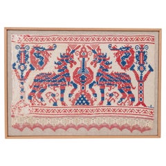Professionally Framed Antique Embroidery Fragment, Europe, E 20th C.