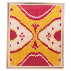 Professionally Framed Antique  Ikat Fragment, Uzbekistan, L 19th C.