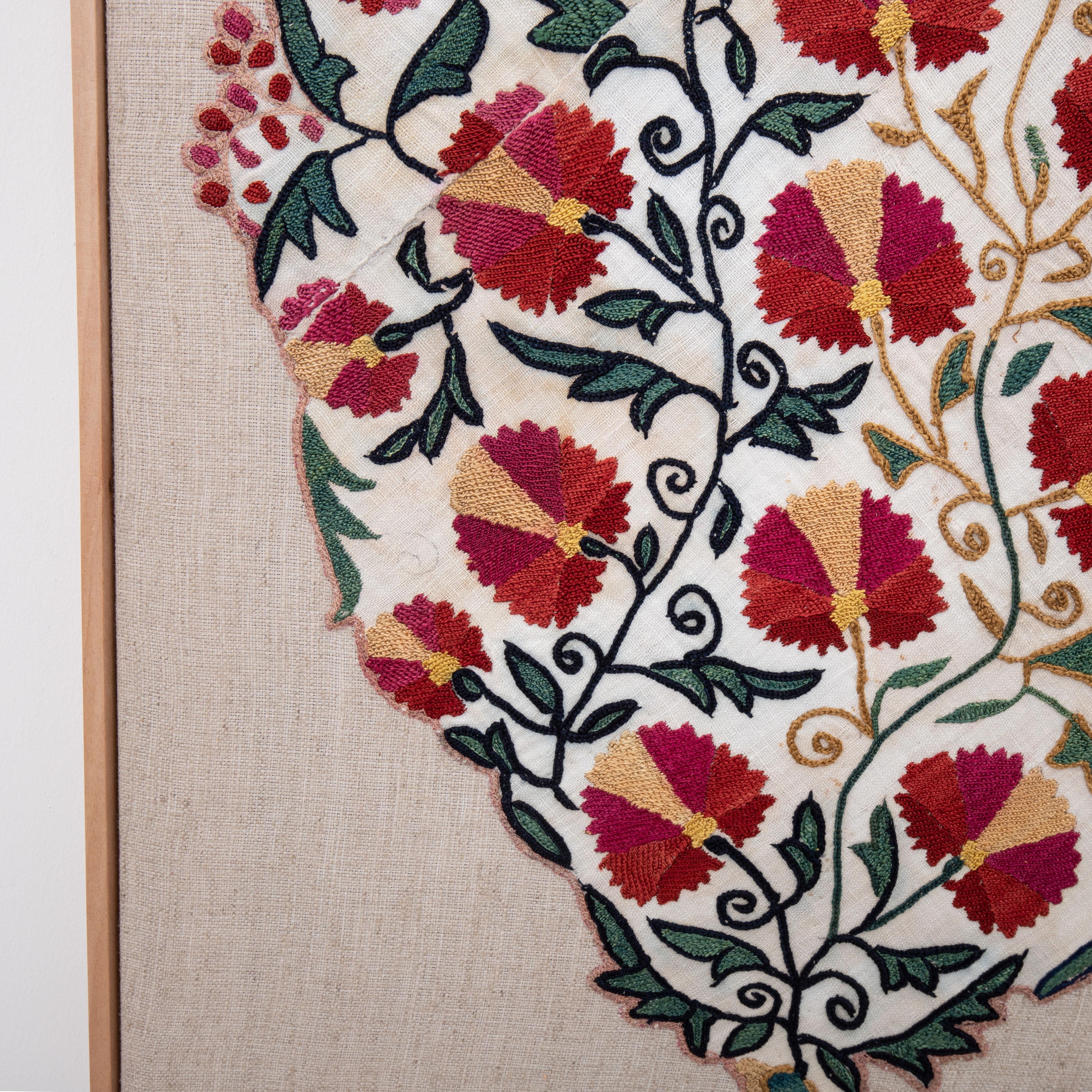 Embroidered Professionally Framed Antique Nurata Suzani Fragment, 19th C.