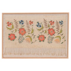 Professionally Framed Antique Ottoman Embroidery Fragment, Turkey, Early 20th C.