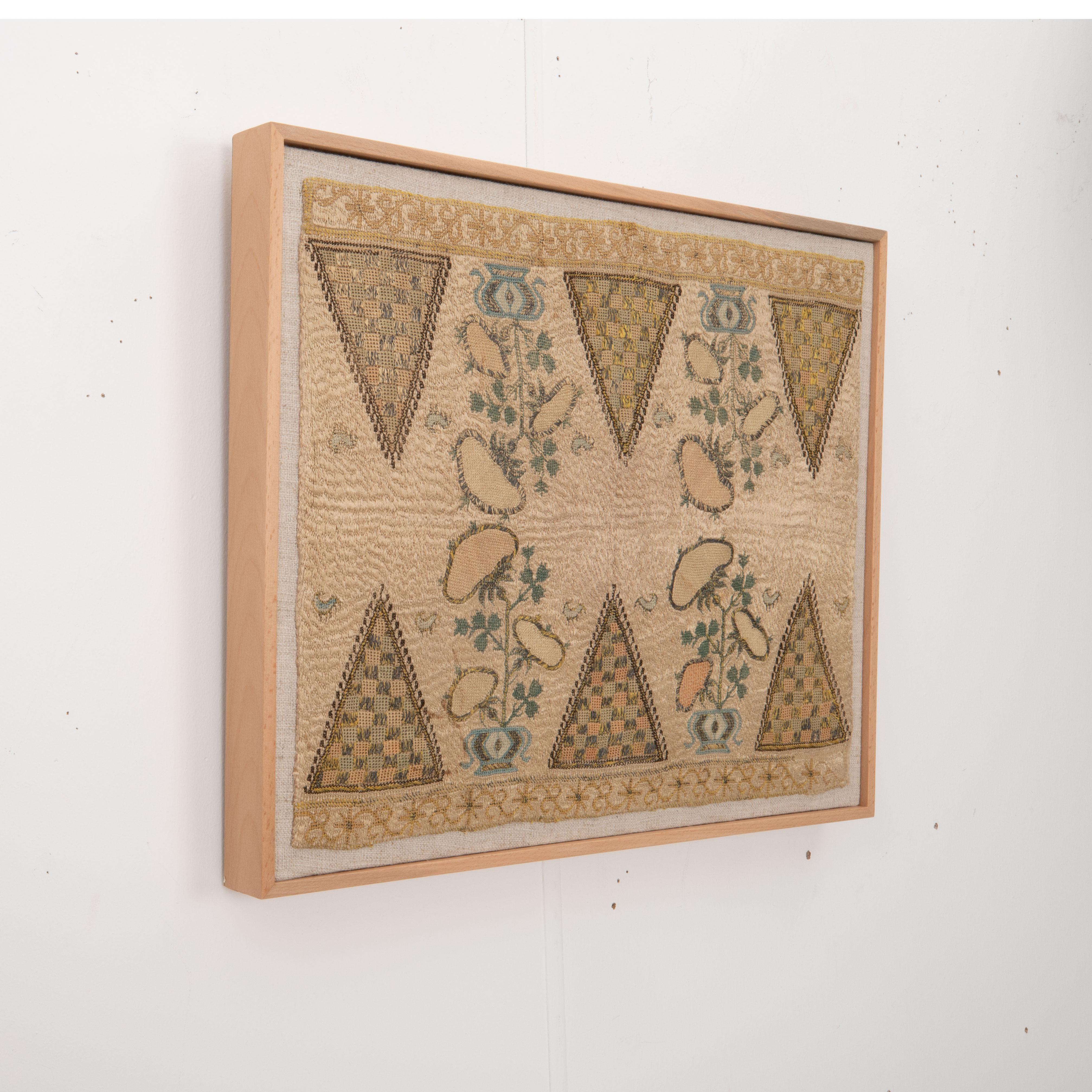 19th Century Professionally Framed Antique Ottoman / Greek Embroıdery Fragment, 19th C. For Sale
