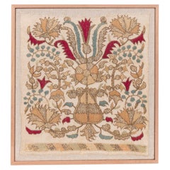 Professionally Framed Antique Ottoman Turkish Embroidery Fragment , 19th c.