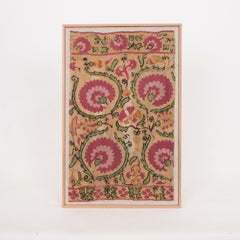 Professionally Framed Antique Suzani Fragment, 19th Century.