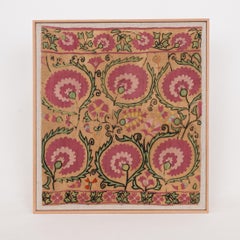 Professionally Framed Antique Suzani Fragment, 19th Century.