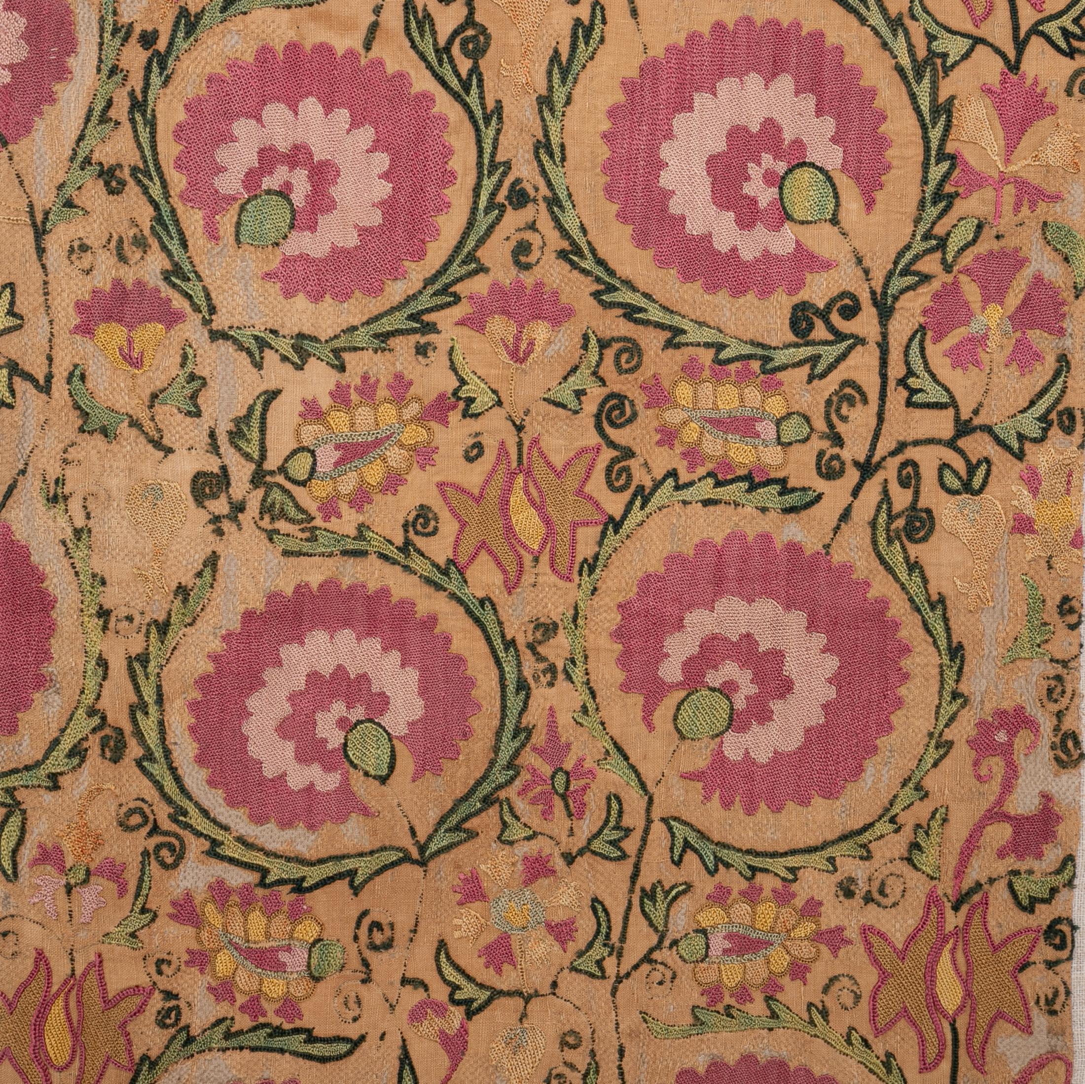 Embroidered Professionally Framed Antique Suzani Fragment, 19th Century. For Sale