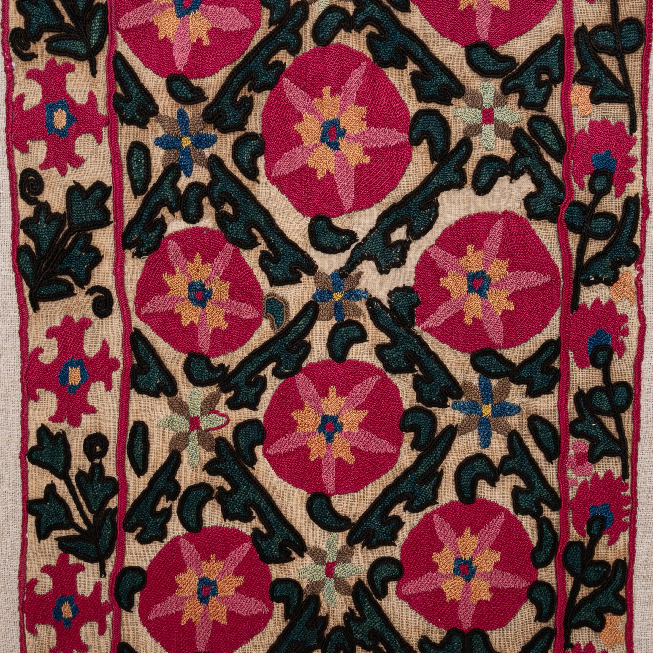 Embroidered Professionally Framed Antique Suzani Fragment, 19th Century.