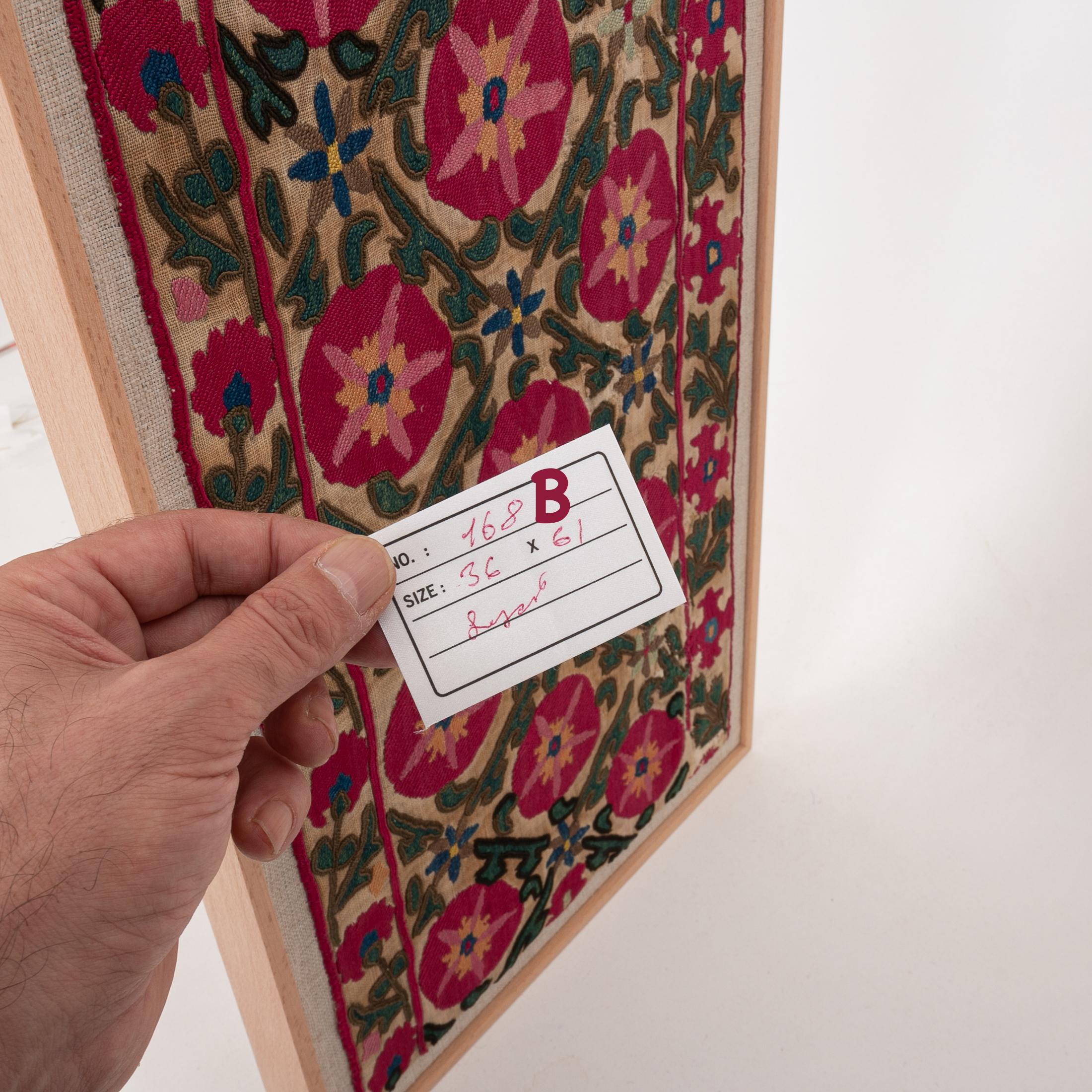 Professionally Framed Antique Suzani Fragment, 19th Century. 2