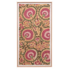 Professionally Framed Antique Suzani Fragment , Tajikstan, Central Asia