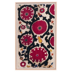 Professionally Framed Antique Tajik Suzani Fragment, Early 20th Century.