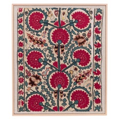 Professionally Framed Antique Uzbek Suzani Fragment, 19th C.