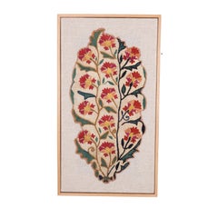 Fragmento Suzani Antiguo Uzbeko Enmarcado Profesionalmente, Siglo XIX.