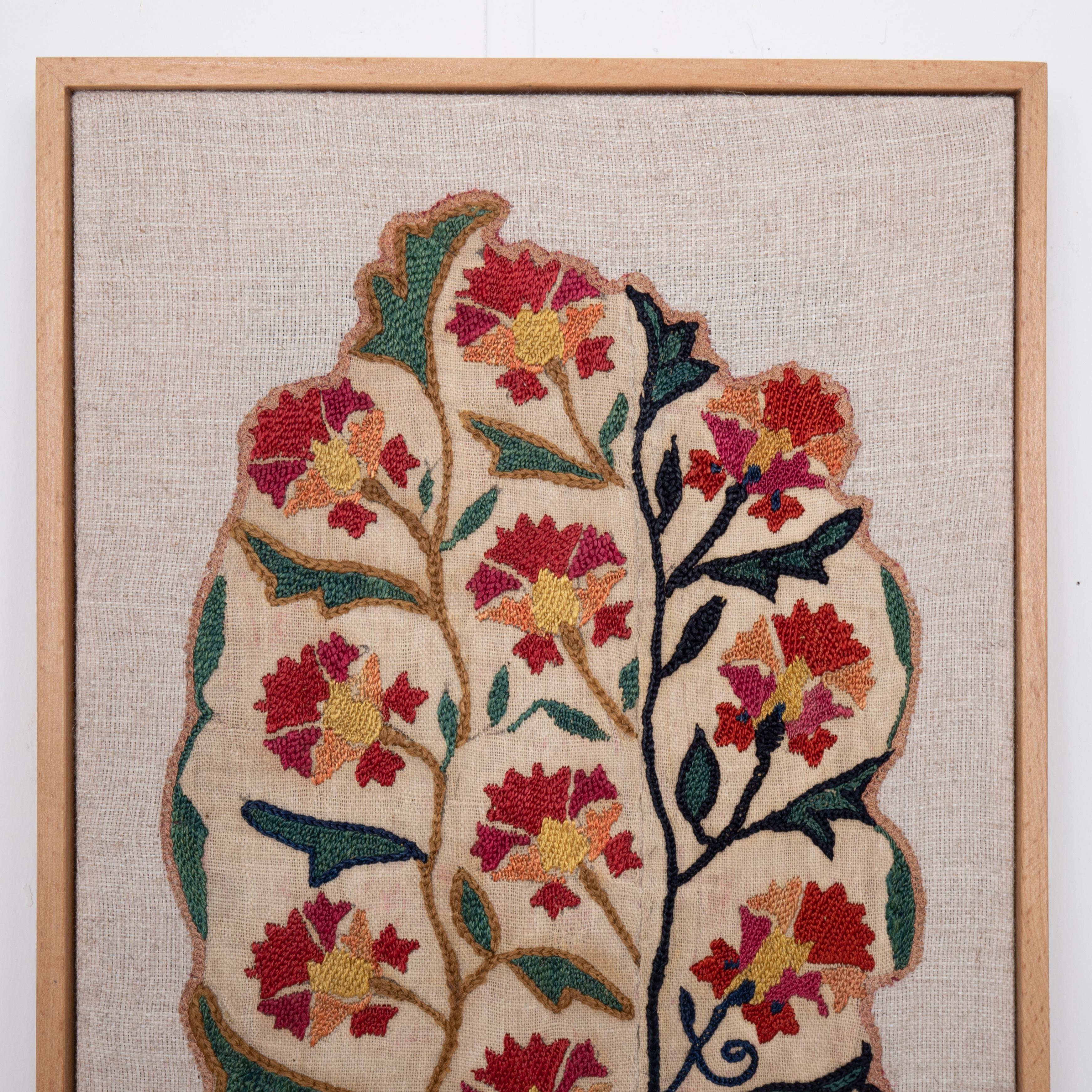 Professionally Framed Antique Uzbek Suzani Fragment, 19th Century. In Fair Condition For Sale In Istanbul, TR