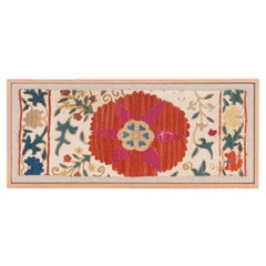 Professionally Framed Antique Uzbek Suzani Fragment, 19th Century.