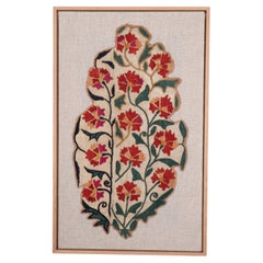 Professionally Framed Antique Uzbek Suzani Fragment, 19th Century.