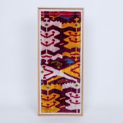 Professionally Framed Antique Velver Ikat Fragment, Uzbekistan, 19th C.