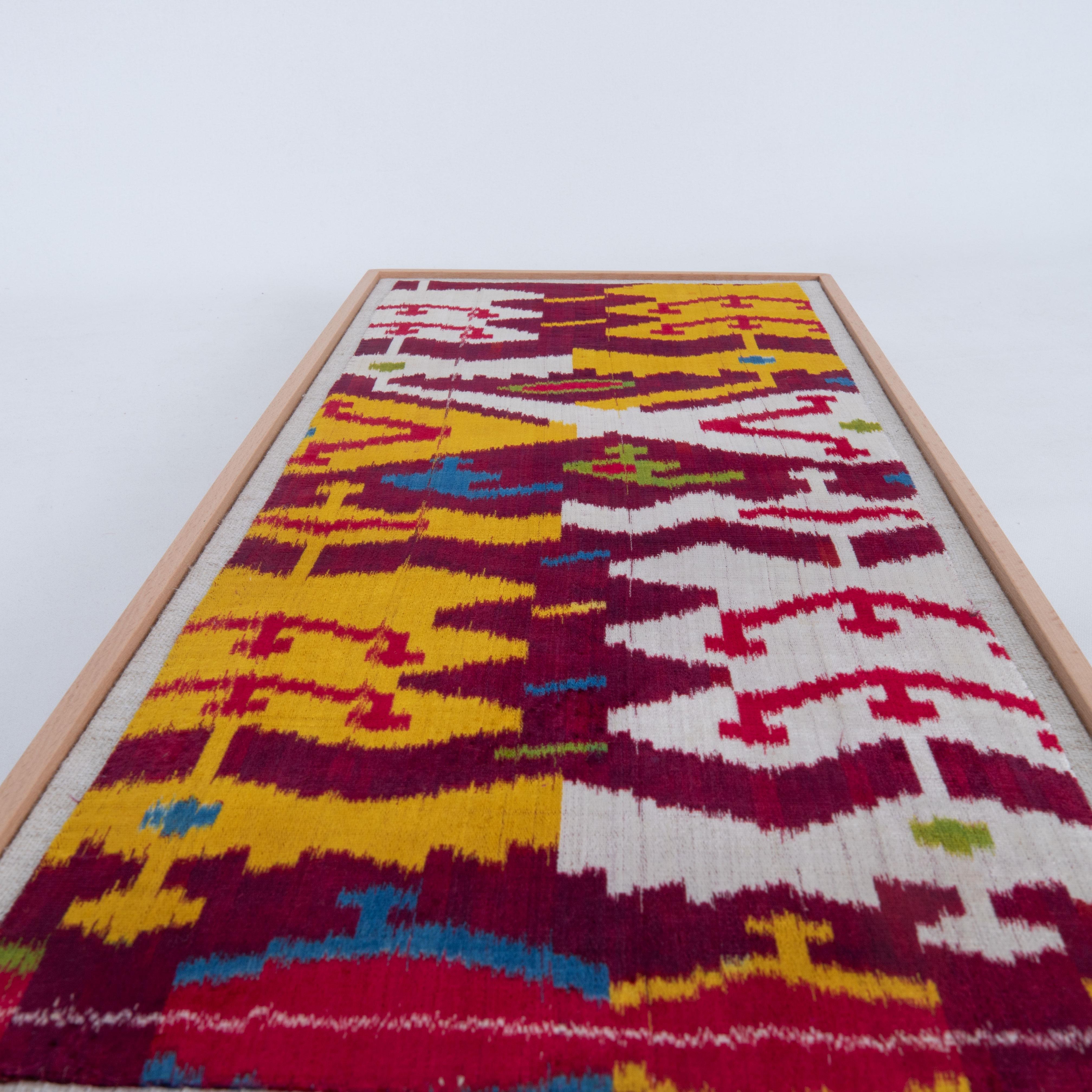 Professionally Framed Antique Velver Ikat Fragment, Uzbekistan, 19th C. For Sale 1