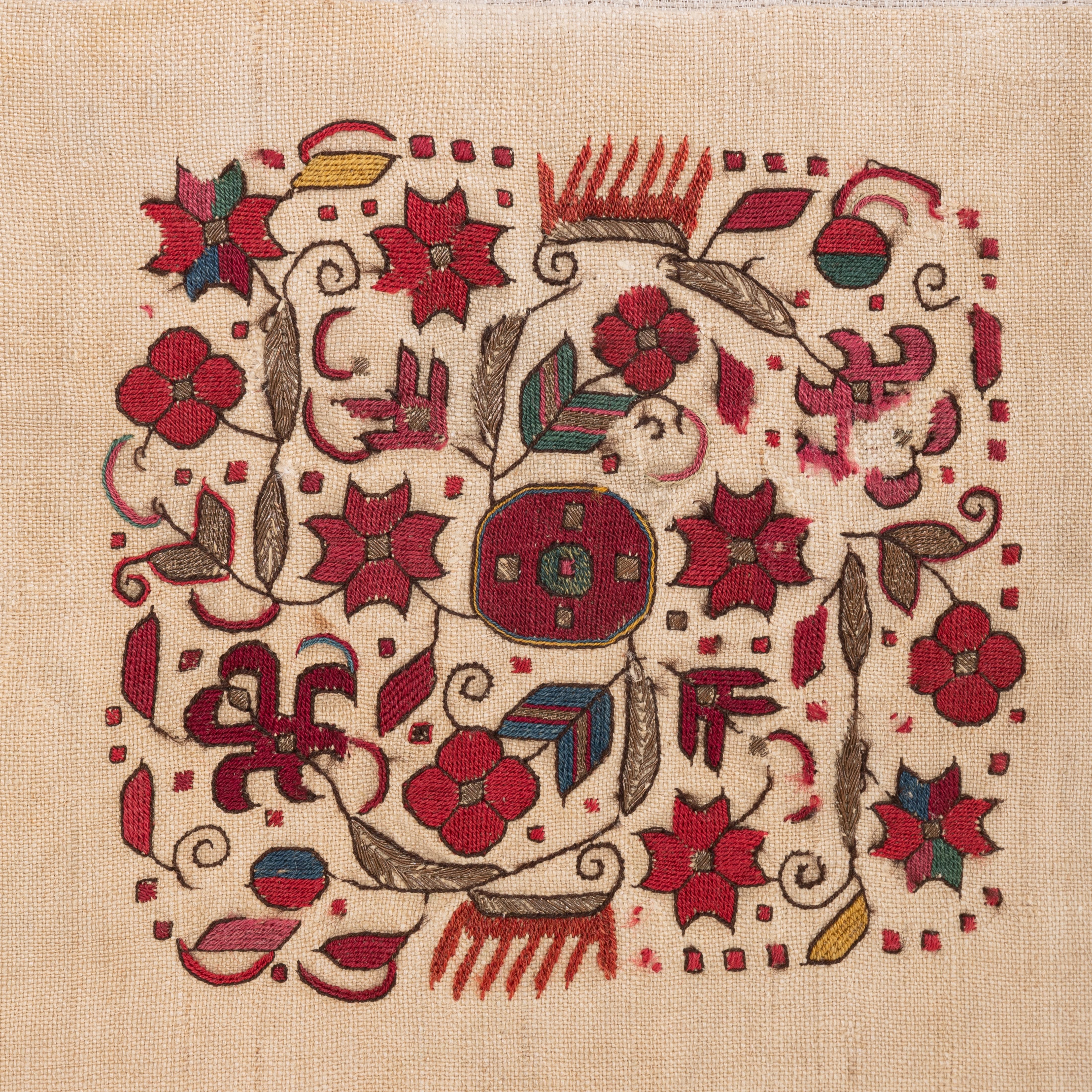 Folk Art Professionally Framed Antique East European Embroidery, 19th C. For Sale
