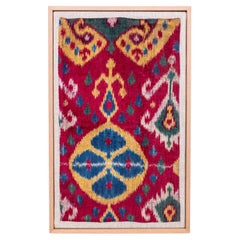 Professionally Framed Antique Velvet Ikat Fragment, Uzbekistan, 19th C.
