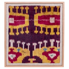 Professionally Framed Antique Velvet Ikat Fragment, Uzbekistan, 19th C.