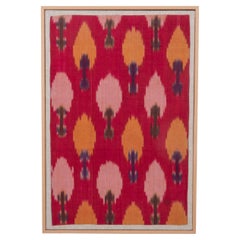 Professionally Framed Ikat Fragment, Tajikistan, Early 20th C.